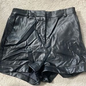 Express high rise faux leather shorts